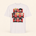 Polera oversize BTS Chibi prenda sola sobre fondo crema