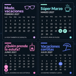 Acercamiento al diseño interior del calendario El típico calendario 2027, con cuatro meses ampliados.