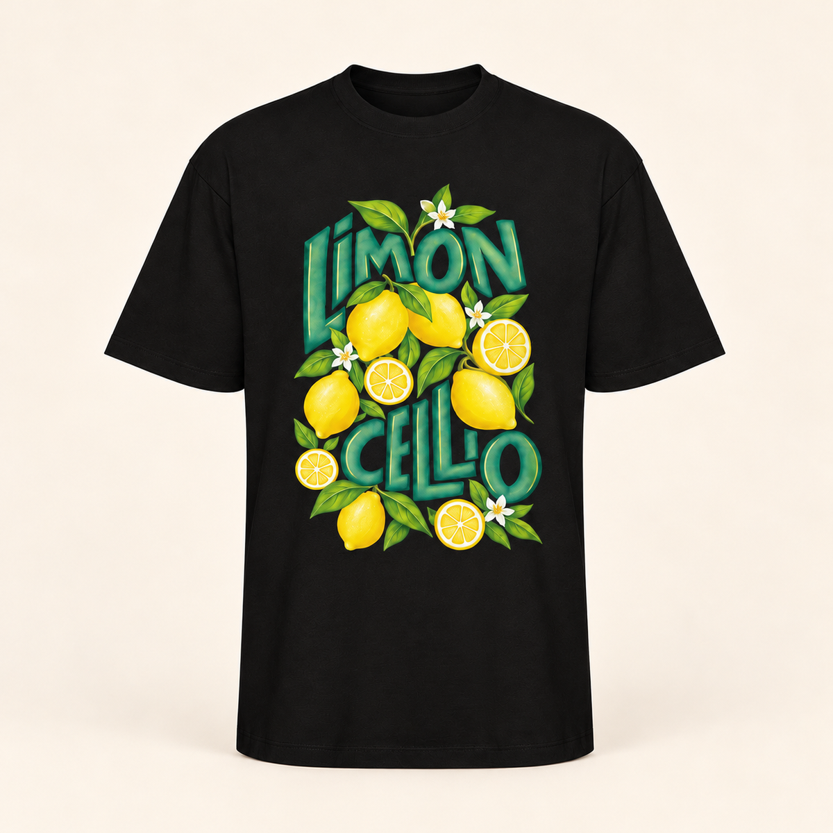 Polera oversize Limoncello prenda sola sobre fondo crema