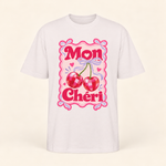 Polera oversize Mon Chéri, prenda sola sobre fondo crema