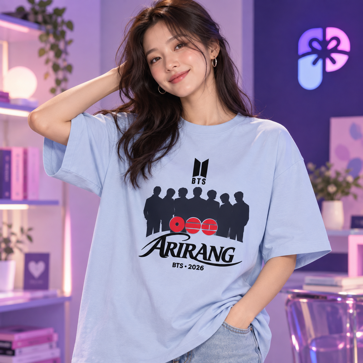 Polera oversize BTS Arirang en Azul zen